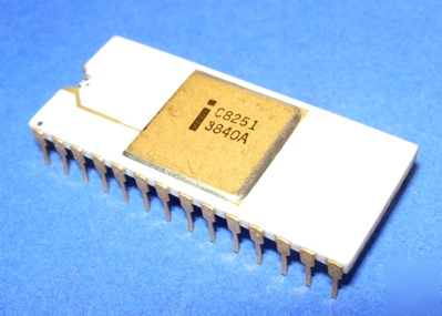 C8251 intel vintage gold ic white ceramic 1970's rare 