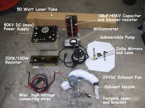 50 watts CO2 laser, power supply and optics 4 engraver 