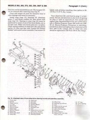 Mf 362 365 375 383 390 390T 398 tractor workshop manual