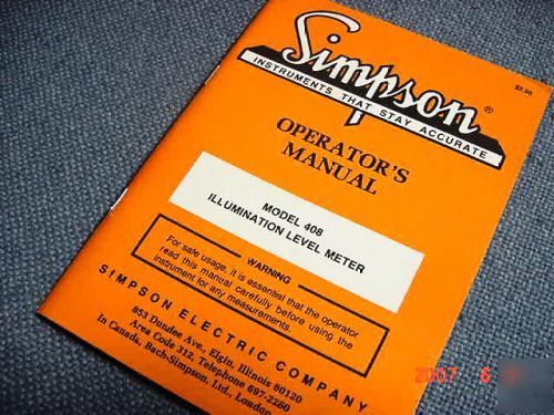 Simpson 408 illumination lever meter + sensor + manuals