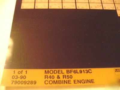 Deutz allis R40 R50 combine engine part catalog fiche