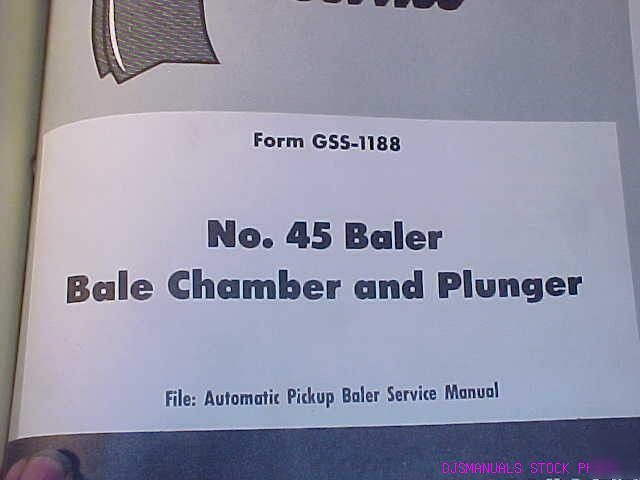 Ih 45 baler bale chamber plunger service manual