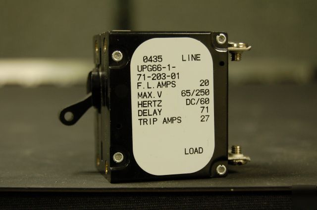 Airpax UPG66 circuit breaker (f.l. amps 20 / trip 27A)