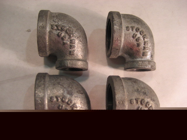 Lot of 4 elbow pipe fittings iron B14A 1