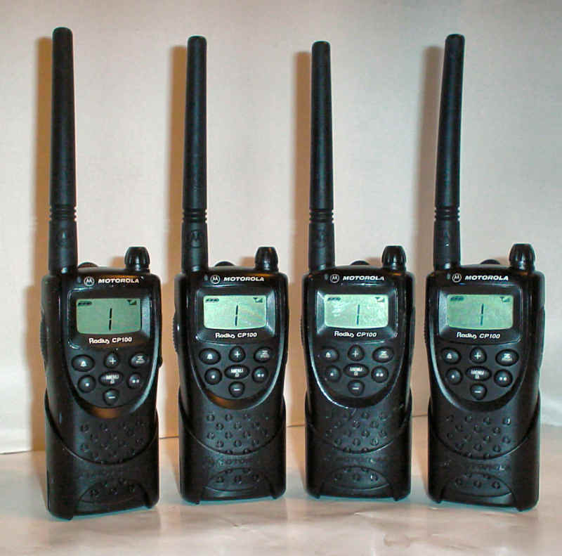Four motorola CP100 vhf portable two-way radios