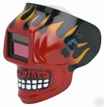 Flaming skull welding helmet 