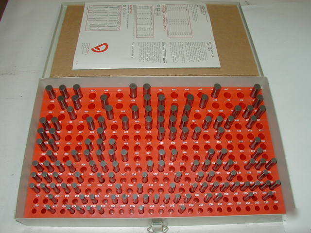 Vermont steel plug gage pins set minus .251 - .500 c