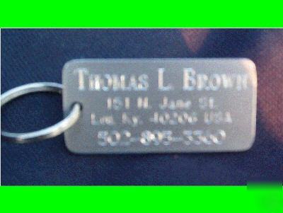 Luggage tag metal engraved tote bag key ring duffel id