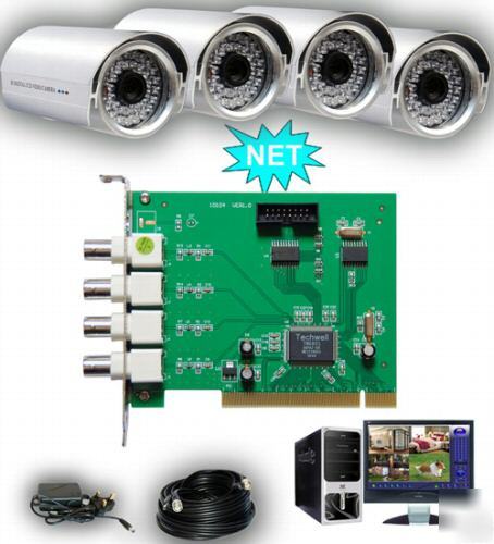 Cctv 4CH dvr card+4OUTDOOR color sony ccd ir camera kit