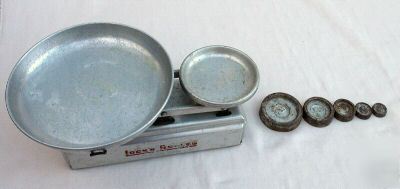 Vintage set of lock's aluminium dairy butter scales