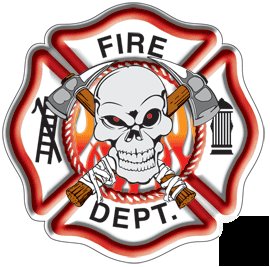 Firefighter skull and axe maltese cross decal