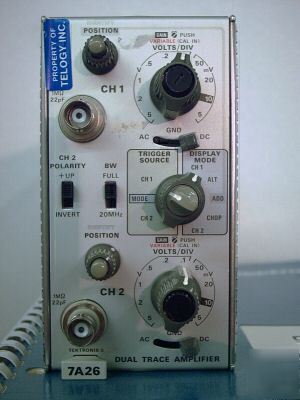 Tektronix 7A26 dual trace plug in 7000 series w manual