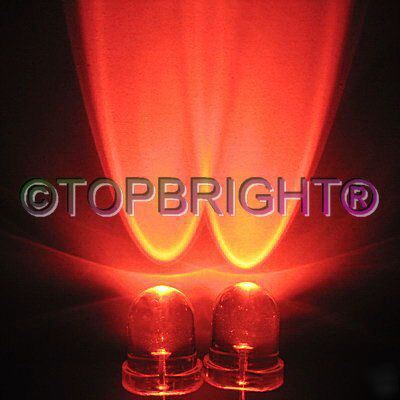 New 50 pcs 8MM wide angle 45KMCD red led f/r 40Â° 