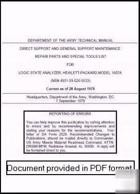 Agilent hp 1607A maintenance repair part list manual