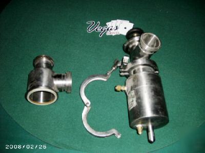 Apc stainless steel air op. sanitary valve w/ tri clamp