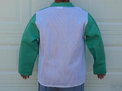 New green cotton welding jackets 2 ea size l - 