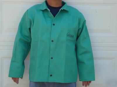New green cotton welding jackets 2 ea size l - 