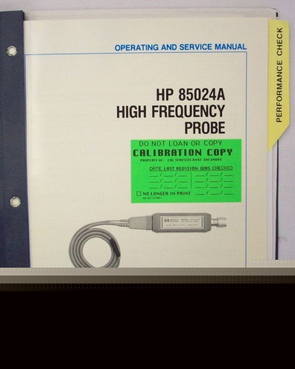 Hp 85024A high frequency probe op/service manual
