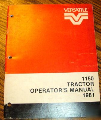 1981 vesatile 1150 tractor operator's owner's manual