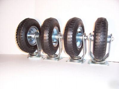 4 pc 8'' air tire swivel wheels with bearings