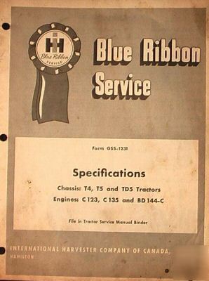 Ih blue ribbon service manual specifications gss 1231