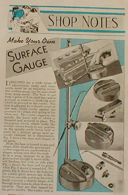 Machinists toolmakers surface gauge plans make your own