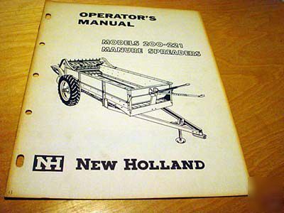 New holland 200 221 manure spreader operator's manual