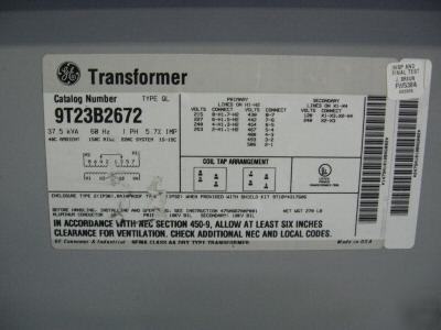 Ge 37.5 kva 240 x 480 v pri 120/240 sec transformer 