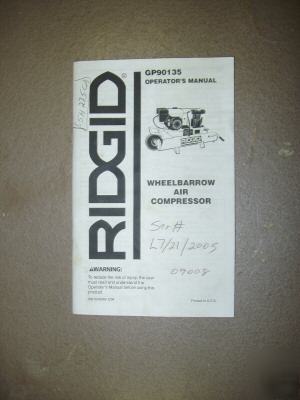 Rigid GP90135 air compressor operators manual
