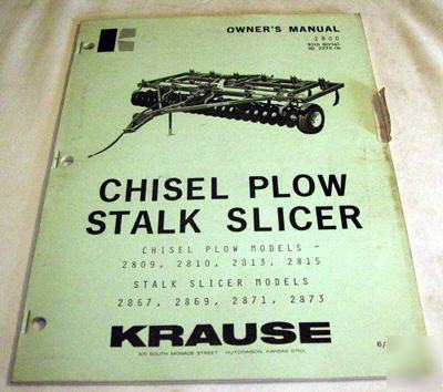 Krause 2800 chisel plow stalk slicer owner parts manual