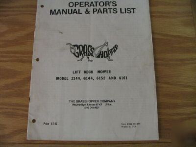 Grasshopper 2144 6144 6152 6161 operator & parts manual