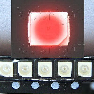 New 100 pcs plcc-2 power top smd smt 1300 mcd red led 