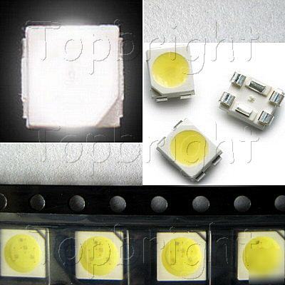 100 pcs plcc-6 3-chips power smd smt 8000 mcd white led