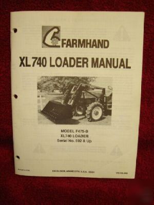 Farmhand xl 740 loader operator's parts manual