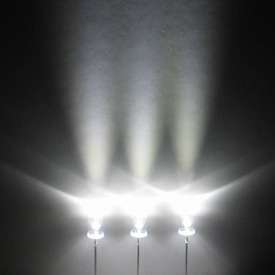 Pure white led set of 100 super bright 5MM 37000MCD f/r