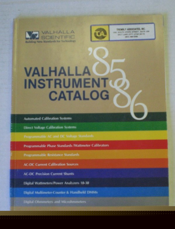 Valhalla instrument catalog 1985/1986 - $5 shipping 