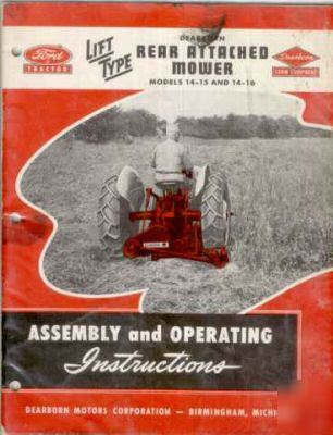 Ford tractor rear attached mower manual 1951