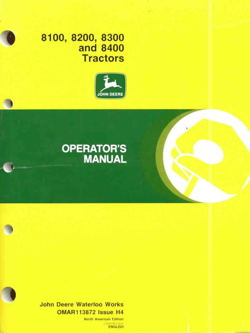 John deere operator's manual 8100 8200 8300 tractors g