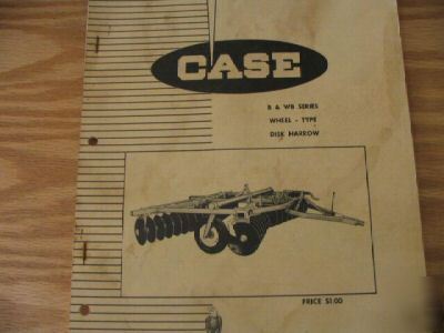 Case b & wb disk harrow parts catalog manual
