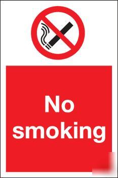 No smoking safety signs 200 x 300 rigid plastic