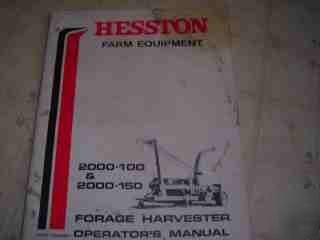 Hesston forage harvester operator's manual original use