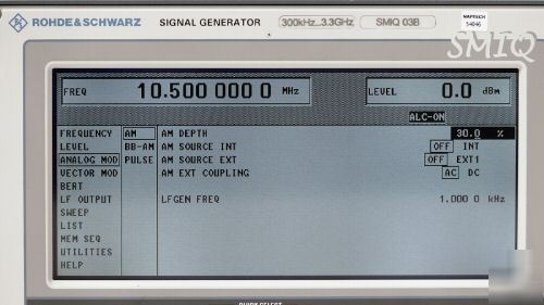 R&s SMIQ03B/B19 vector signal GENERATOR300KHZ to 3.3GHZ