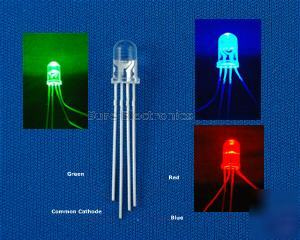 100 pcs 5MM rgb led 4000MCD common anode & free r