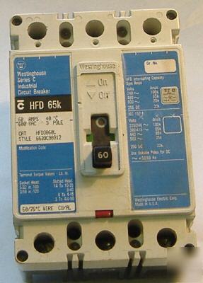 Westinghouse circuit breaker hfd 65K 60 a 3 pole 3 ph