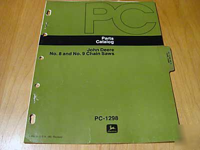 John deere no. 8 and 9 chainsaw parts manual catalog jd