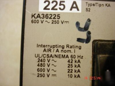 A square d i-line KA36225 breaker 600 v 225A ka 36225