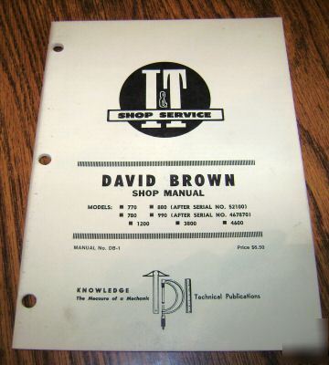 Case david brown 770 thru 4600 tractor i&t shop manual