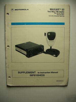 Motorola maxar 50 uhf fm radio manual supplement