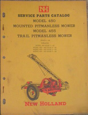 New 1966 holland 450 455 pitmanless mower parts catalog