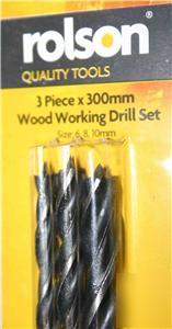 3 piece wood working drill set 12 inch (300 mm) long